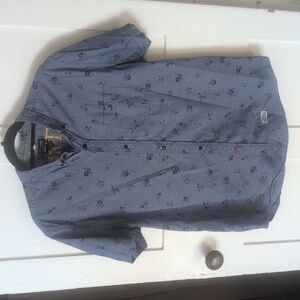 Vintage CPO Men's L Floral Button-Up with Embroidered "Eat the Rich"